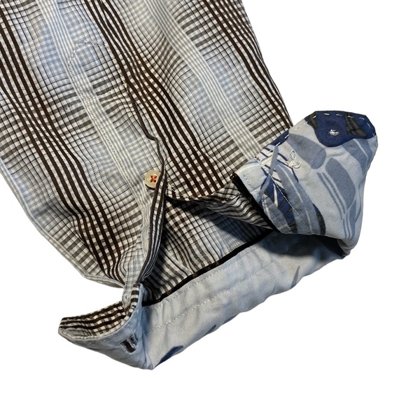 XL Tommy Bahama Flip Cuff Button Down Blue and Brown plaid shirt - Picture 8 of 13